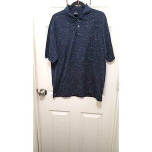 Nike Golf Mens L Polo Shirt Navy Blue Geometric Pattern Short Sleeve Button-Up C
